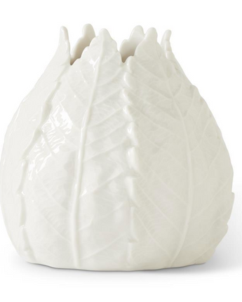 5" White Ceramic Lettuce Leaf Vase