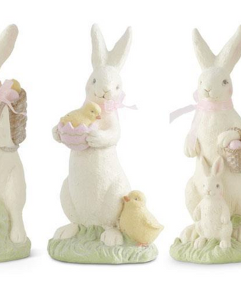 10.5" White Resin Glittered Bunnies (Sold Separately)