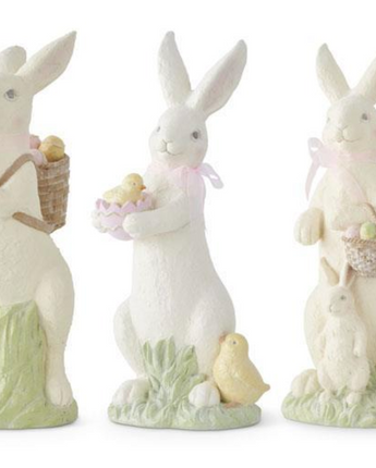 20" White Resin Glittered Bunnies (Sold Separately)