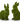 Resin Green Flocked Mossy Rabbits (Sold Separately)