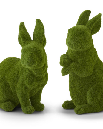 Resin Green Flocked Mossy Rabbits (Sold Separately)