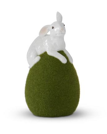 7.25" Moss Eggs with Glossy White Rabbits (Sold Separately)