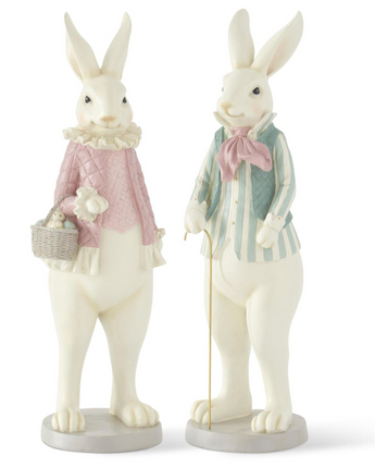 10" Pastel Pink & Green Resin Easter Bunny (Sold Separately)