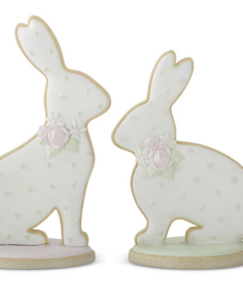 Resin Frosted Easter Bunny Cookie Figurines (Set of 2)