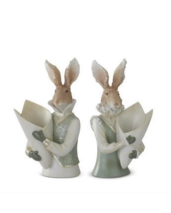 12" Sage Green & Cream Bunny Bust Vase (Sold Separately)