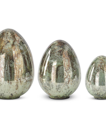 Rusted Aqua Mercury Glass Easter Eggs (Set of 3)