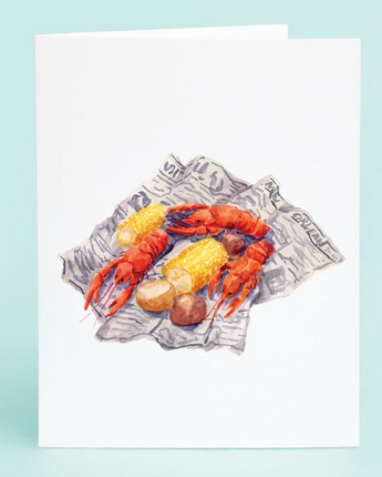 Newspaper and Crawfish Card