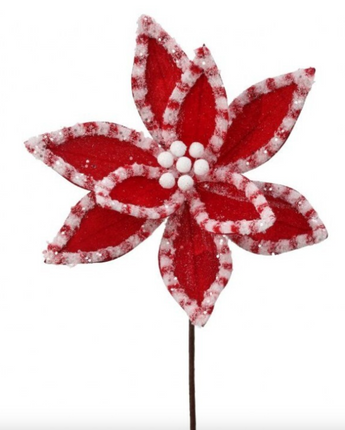 Candy with Snow Glitter Poinsettia 22"