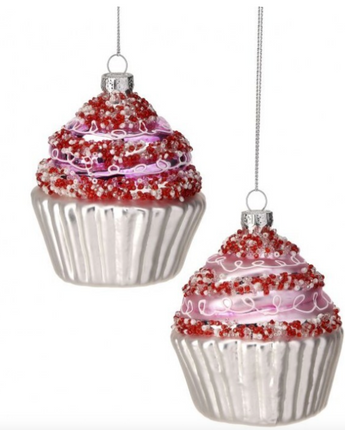 Glass Cupcake Ornament 3.5"