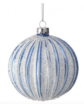 Glass Glitter Ridged Snow Ball 4"