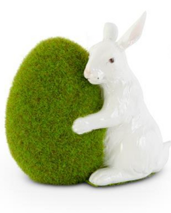 5.5" Moss Eggs with Glossy White Rabbits (Sold Separately)