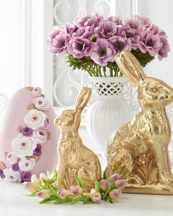 14" Resin Gold Foil Easter Bunny