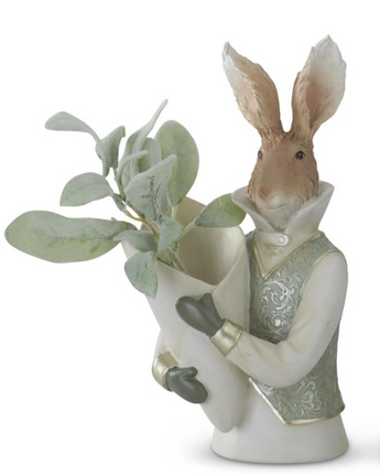 12" Sage Green & Cream Bunny Bust Vase (Sold Separately)