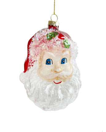 Glass Santa Head Ornament 5"