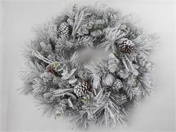 Snowy Pinecone and Eucalyptus Wreath 30"