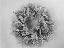 Snowy Pinecone and Eucalyptus Wreath 24"