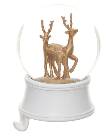 6.5" Snow Globe Stocking Holder with Golden Reindeer