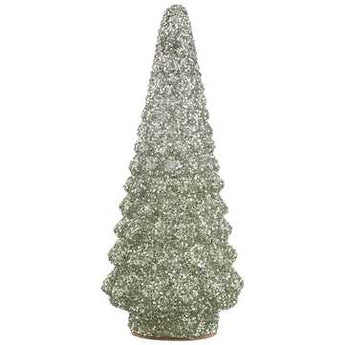 16" Lighted Glitter Glass Tree