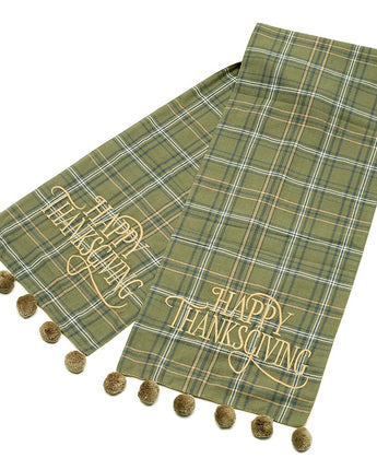 72" Happy Thanksgiving Plaid Table Runner